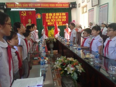 Tổ chức đại hội liên đội tại trường tiểu học Biên Giang